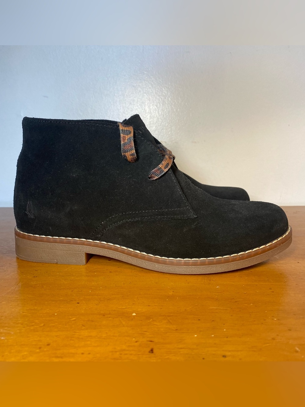 Hush Puppies Women’s 7.5 Black Suede Chukka Ankle Boots Booties Flat Lace Up